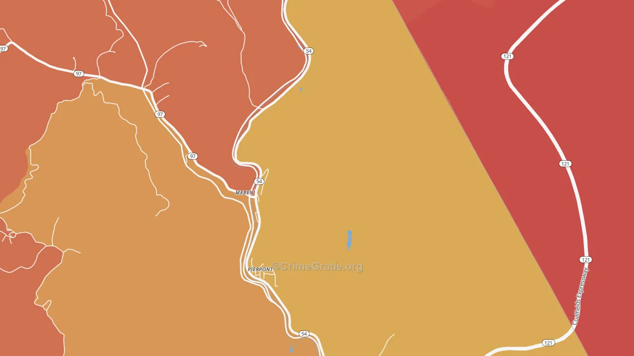 Maben, WV Map of Robbery Rates