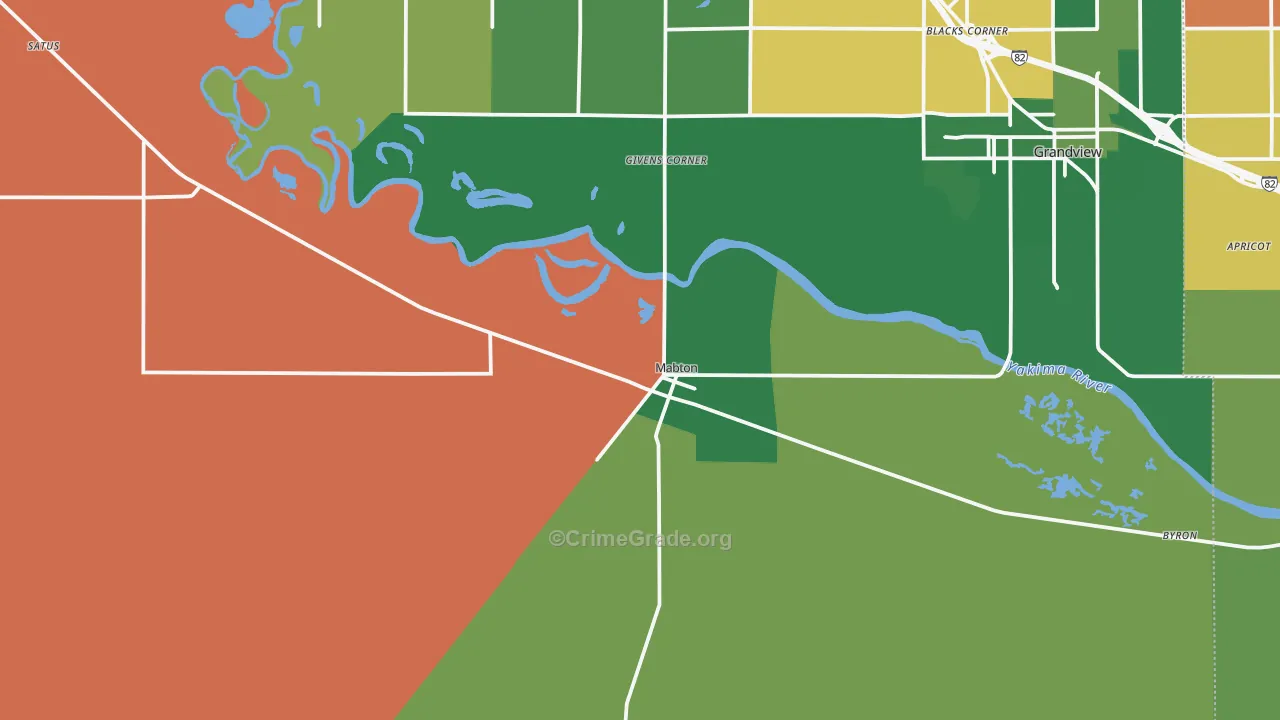 Mabton, WA Map of Robbery Rates