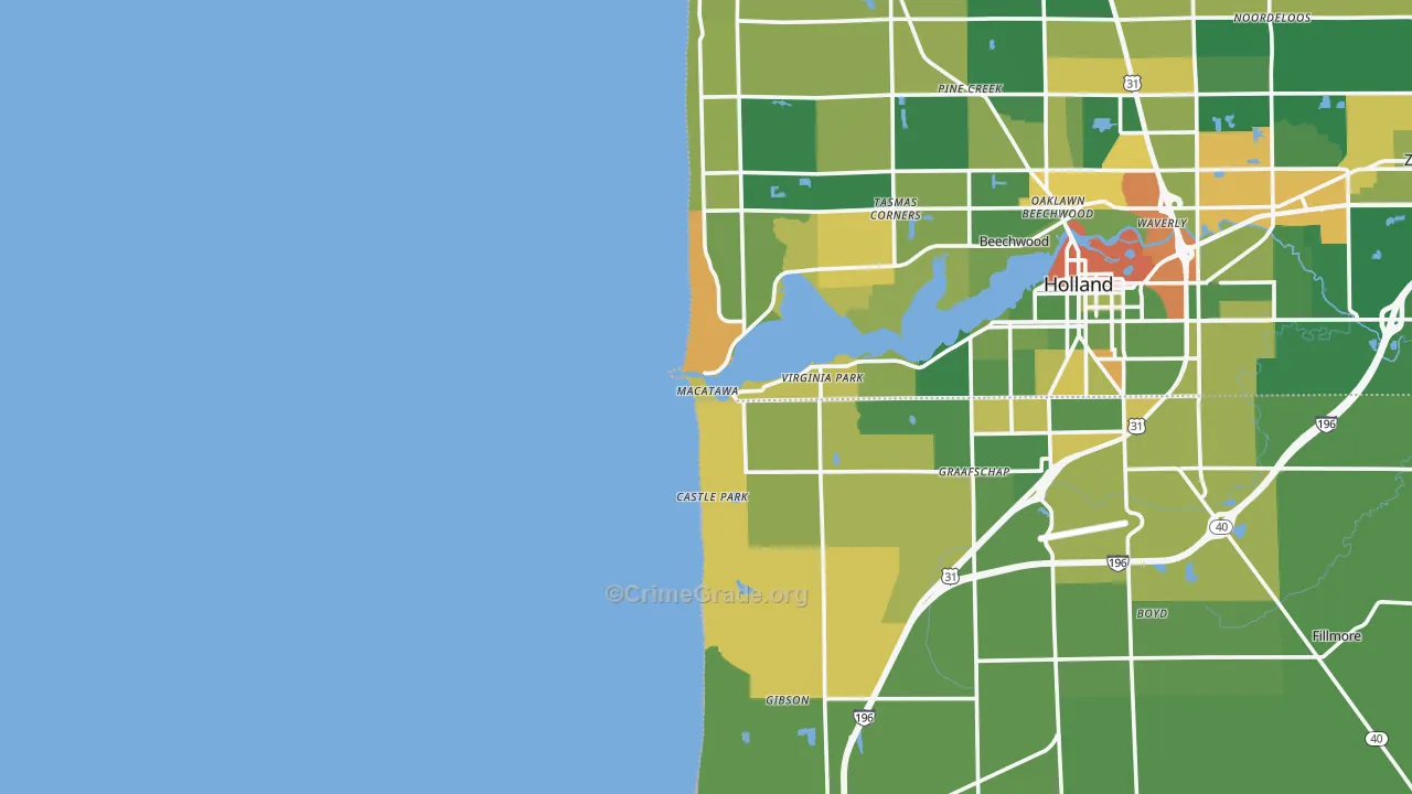 Macatawa, MI Map of Robbery Rates