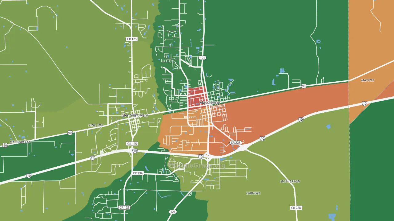 Macclenny, FL Map of Robbery Rates
