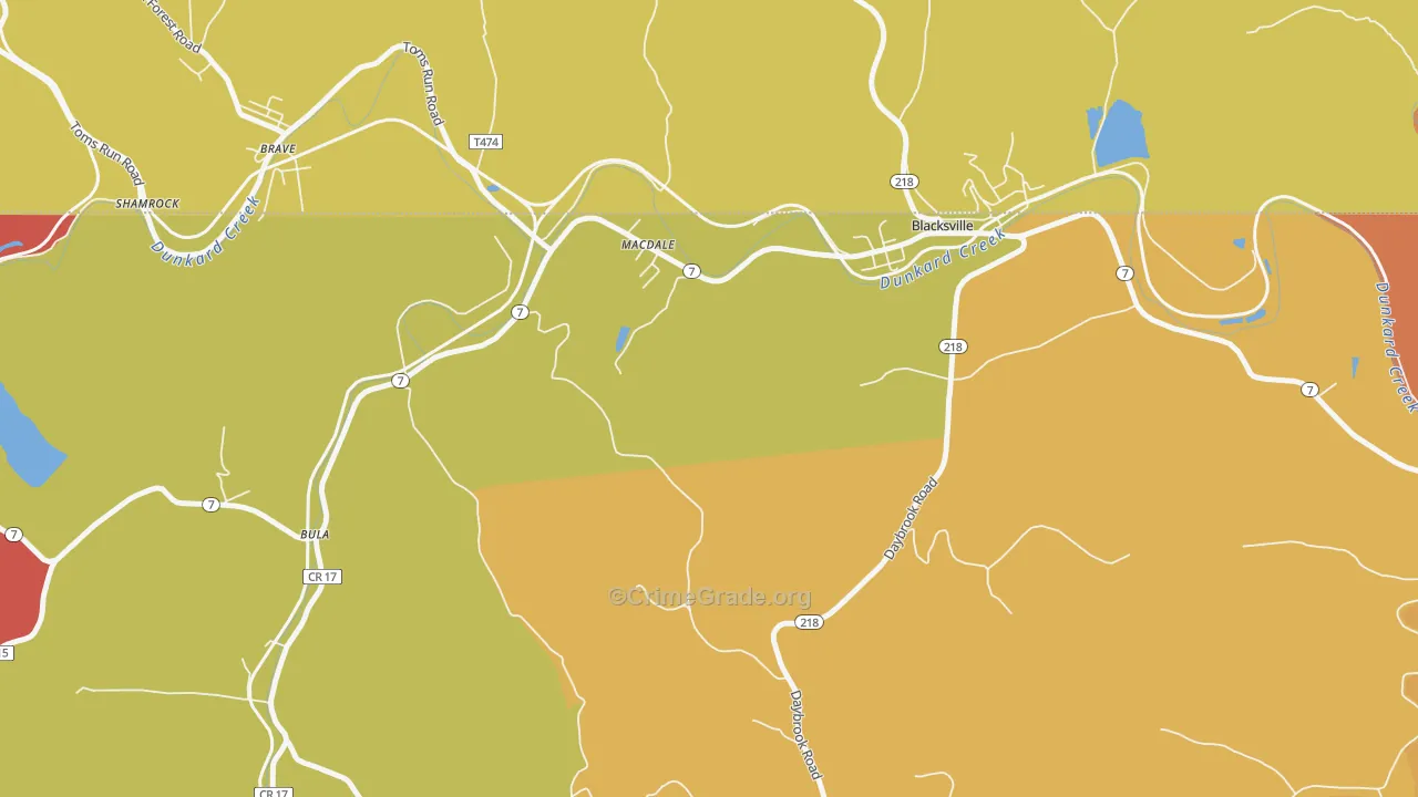 MacDale, WV Map of Robbery Rates
