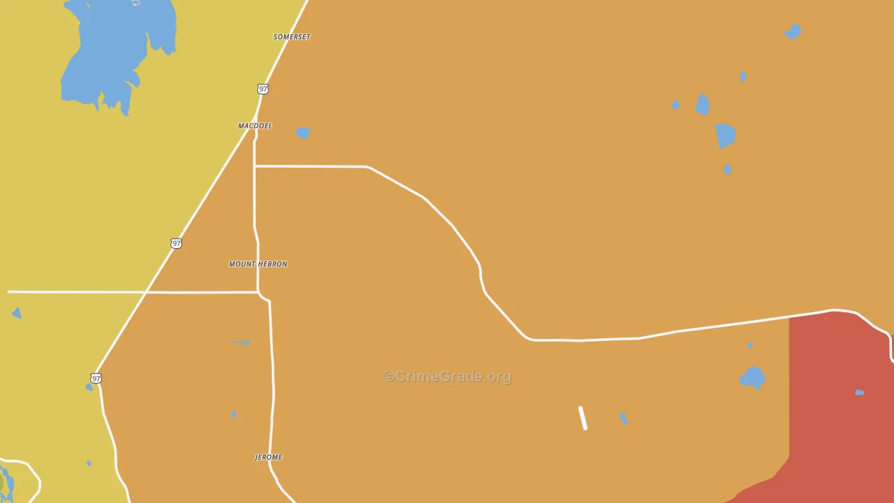 Macdoel, CA Map of Robbery Rates