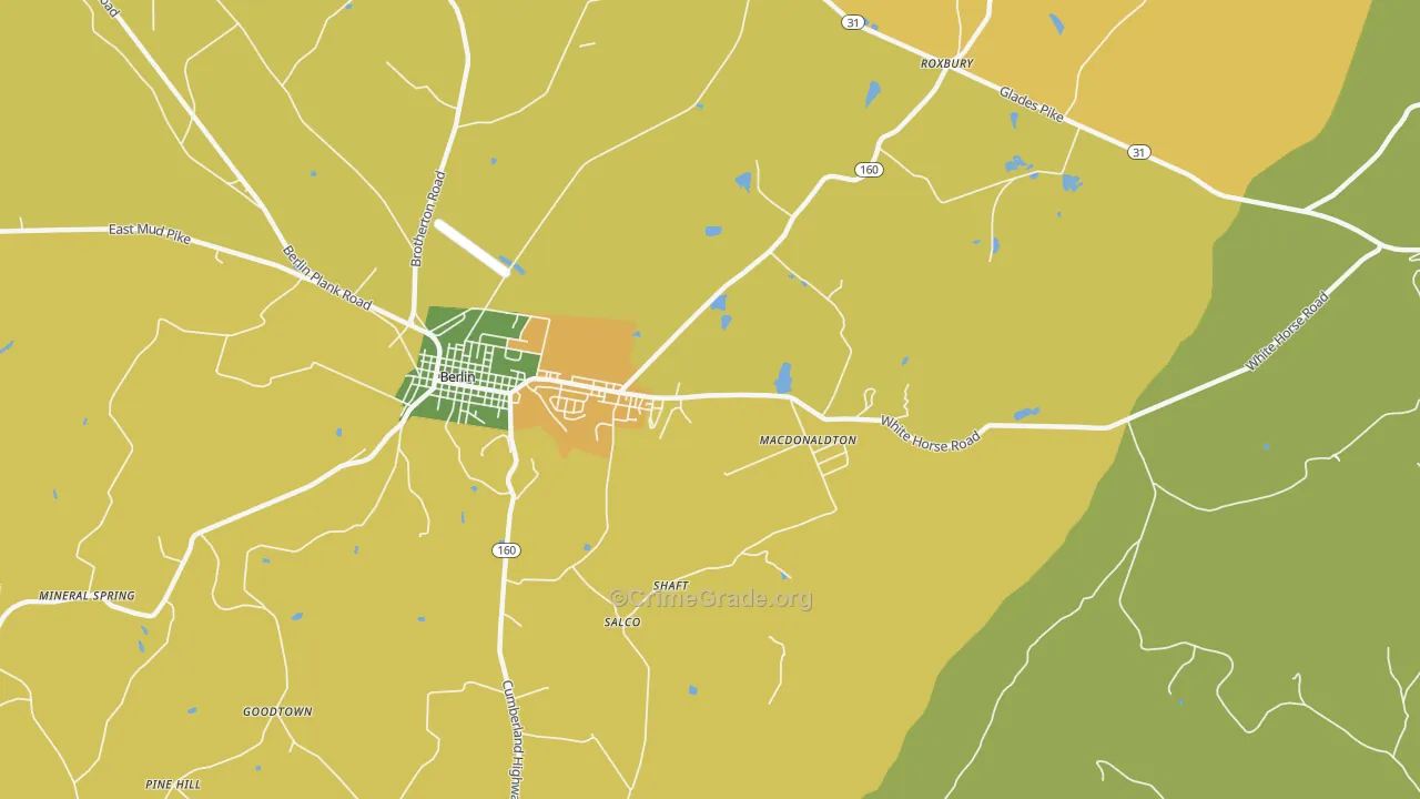 Macdonaldton, PA Map of Robbery Rates