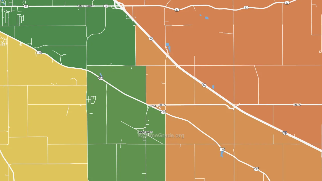 Mace, IN Map of Robbery Rates