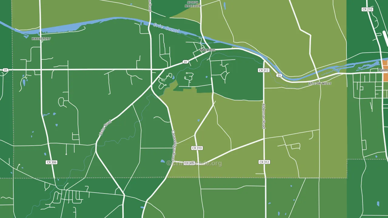 Macedon Center, NY Map of Robbery Rates
