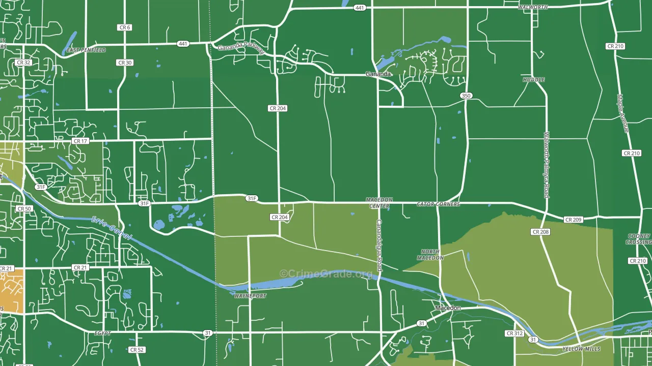 Macedon, NY Map of Robbery Rates