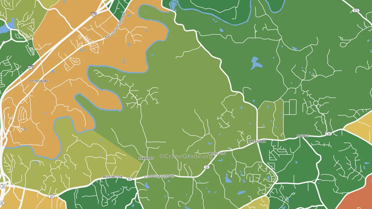 Macedonia, GA Map of Robbery Rates