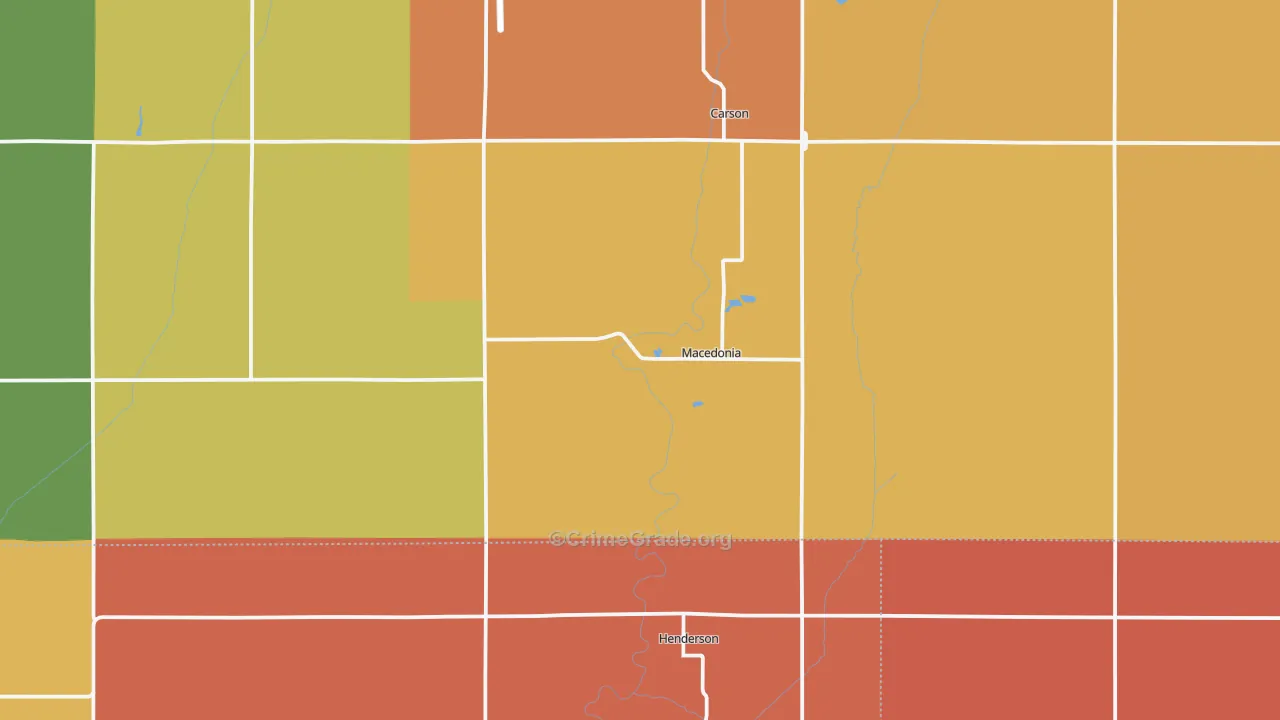 Macedonia, IA Map of Robbery Rates
