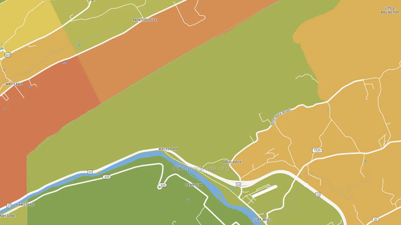 Macedonia, PA Map of Robbery Rates