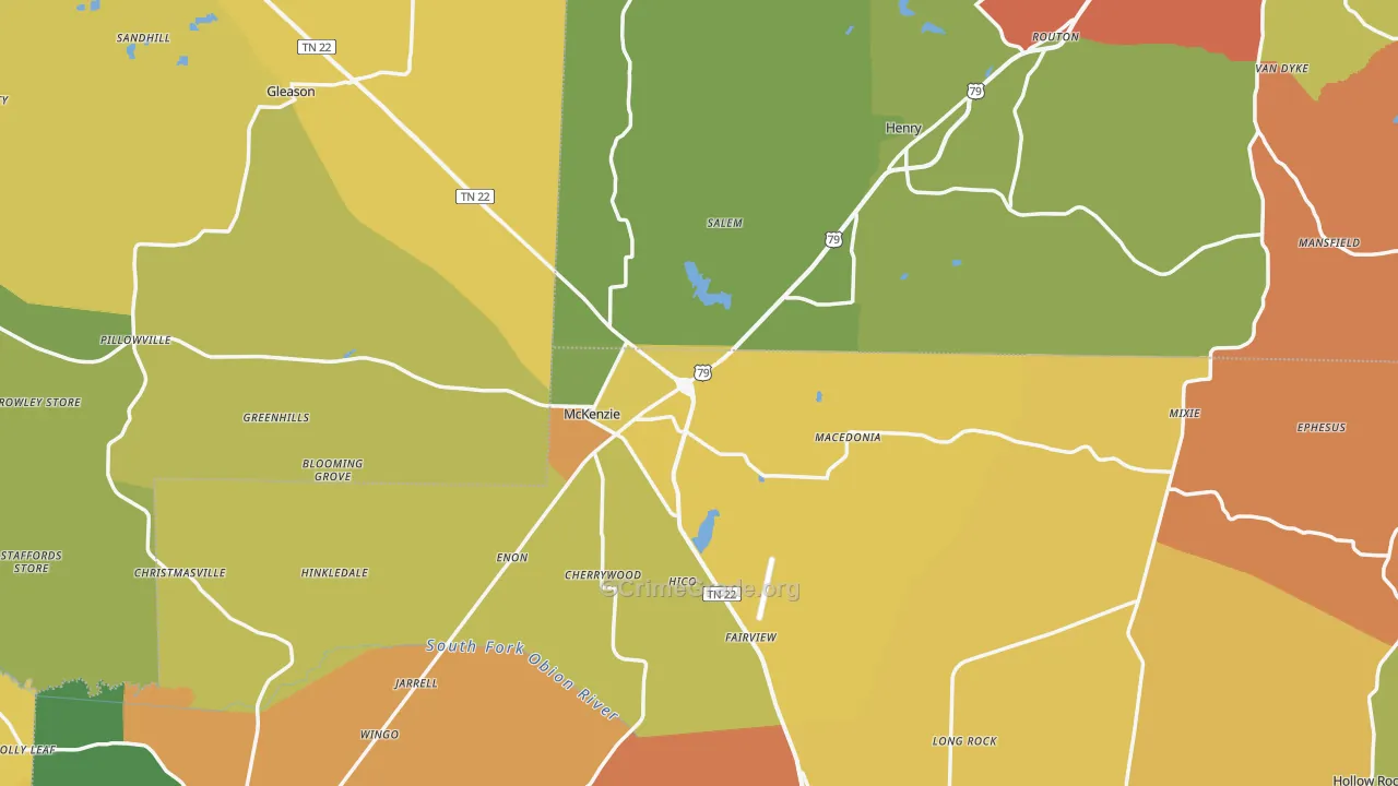 Macedonia, TN Map of Robbery Rates