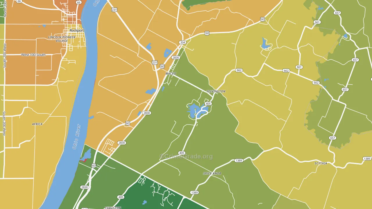 Maceo, KY Map of Robbery Rates