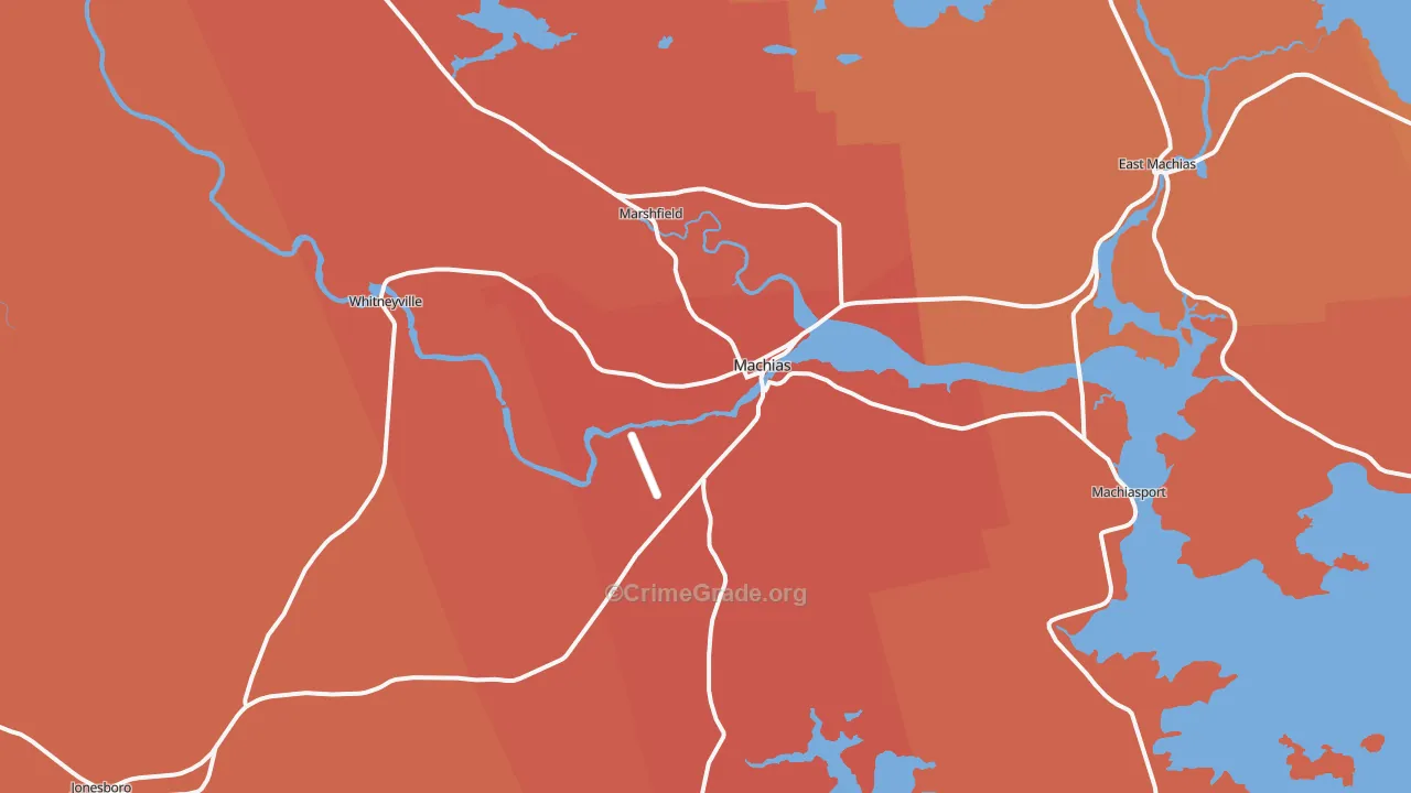 Machias, ME Map of Robbery Rates