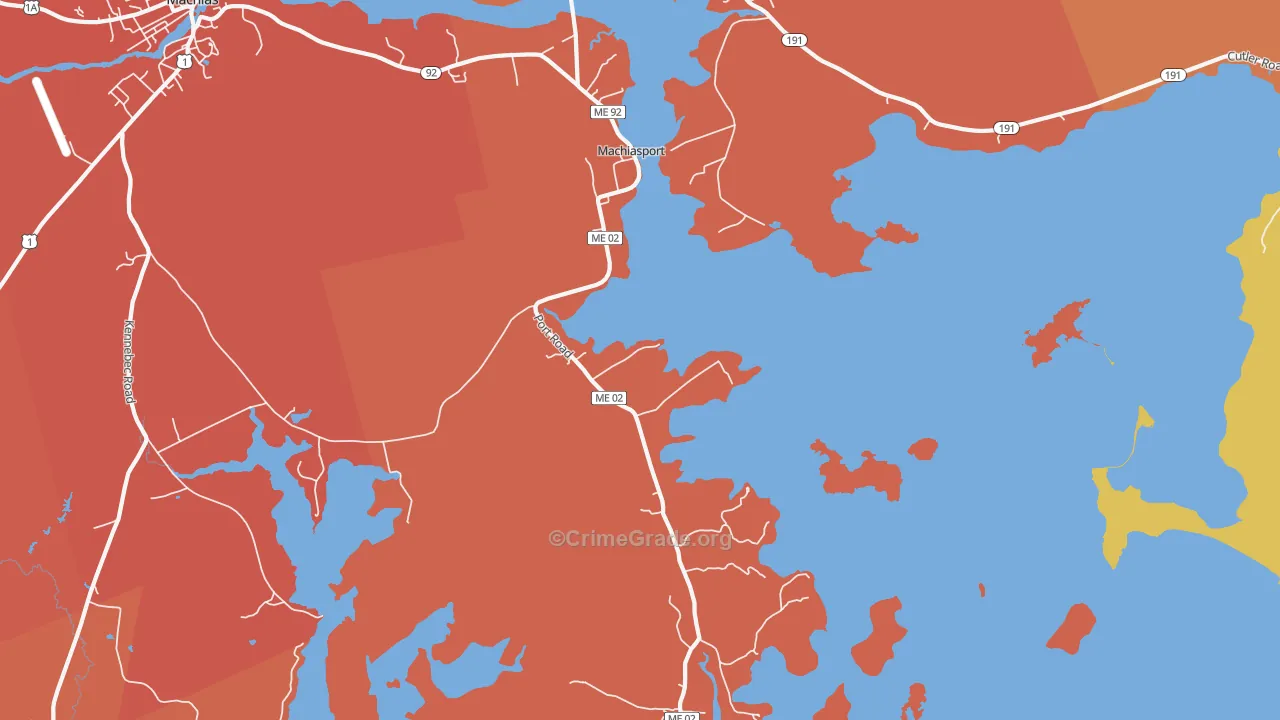Machiasport, ME Map of Robbery Rates