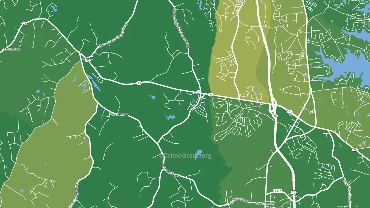 Machpelah, NC Map of Robbery Rates