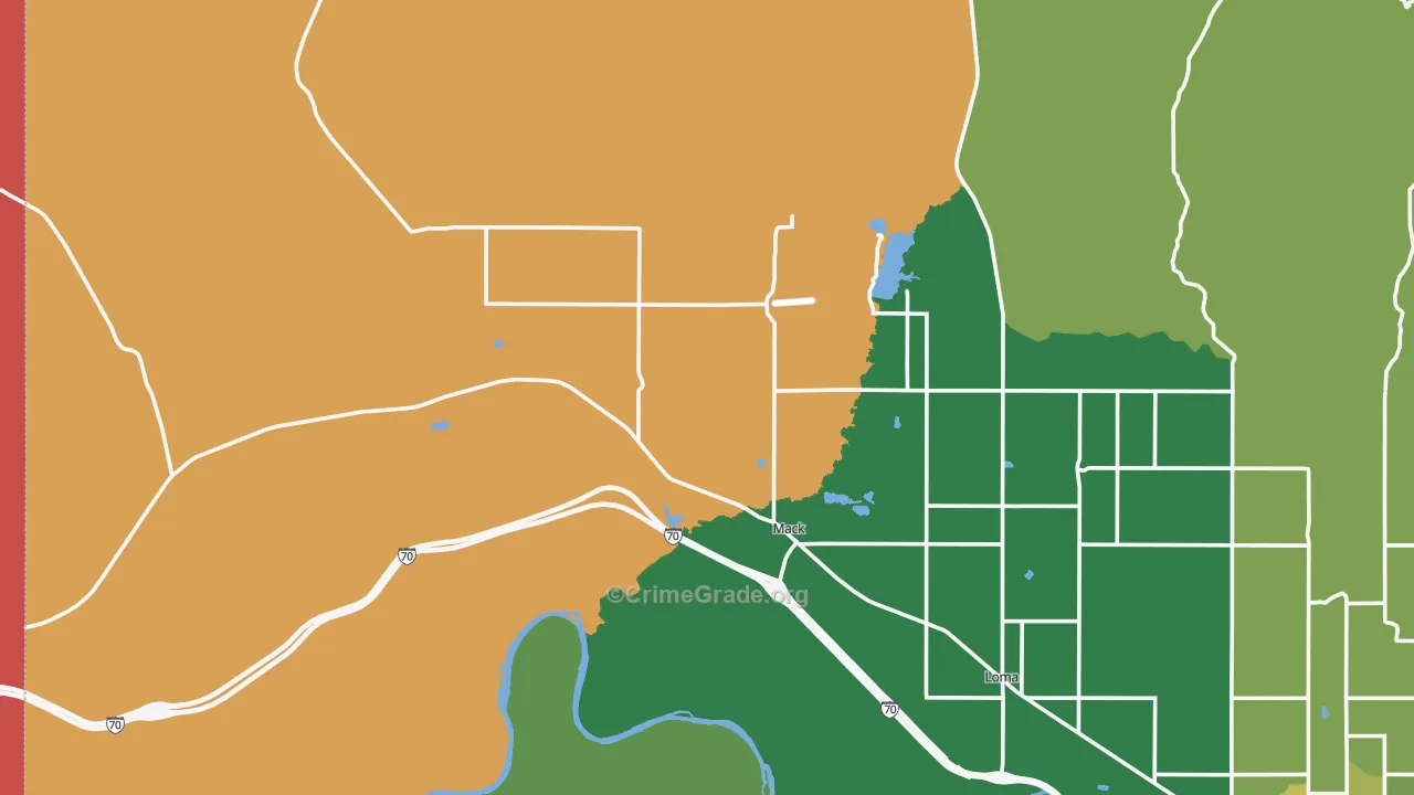 Mack, CO Map of Robbery Rates