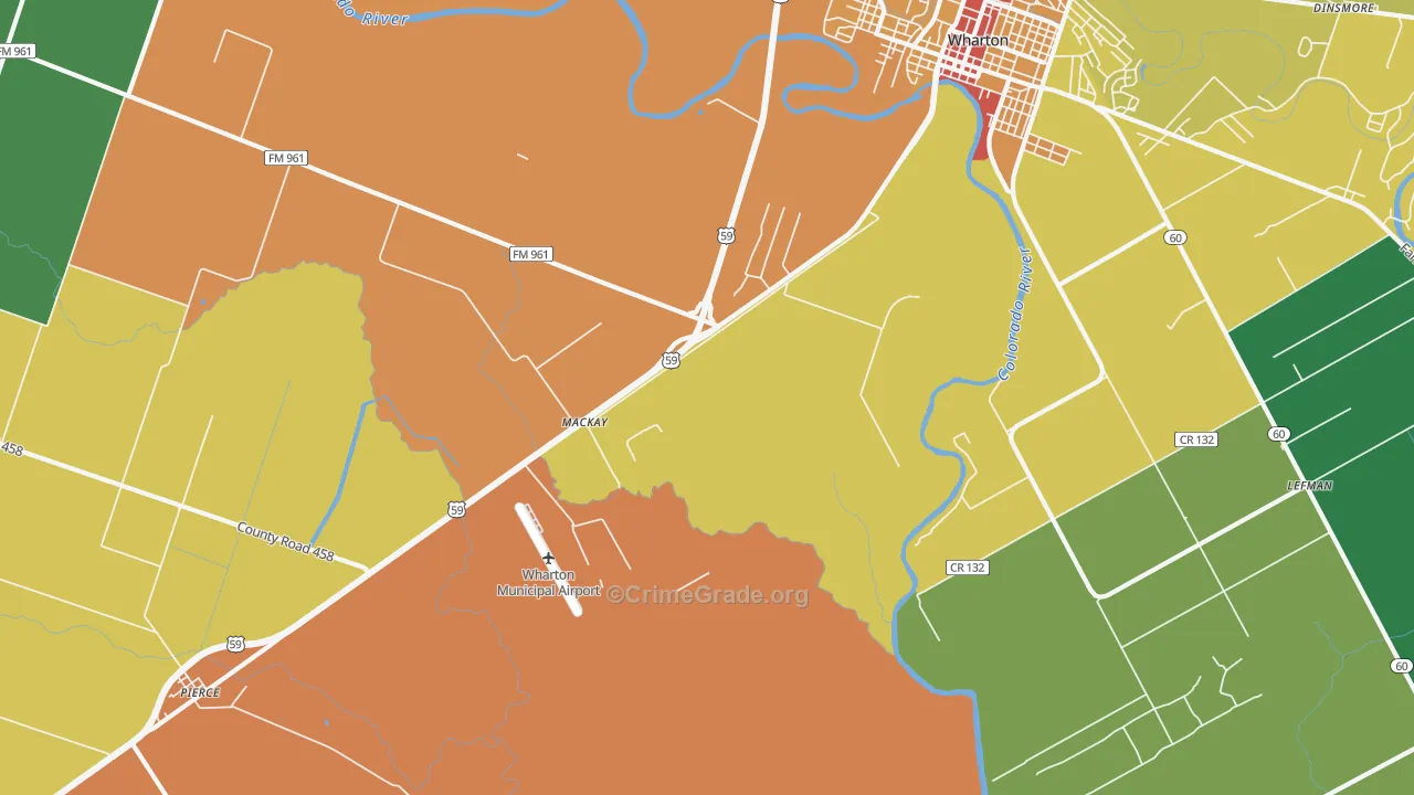 Mackay, TX Map of Robbery Rates