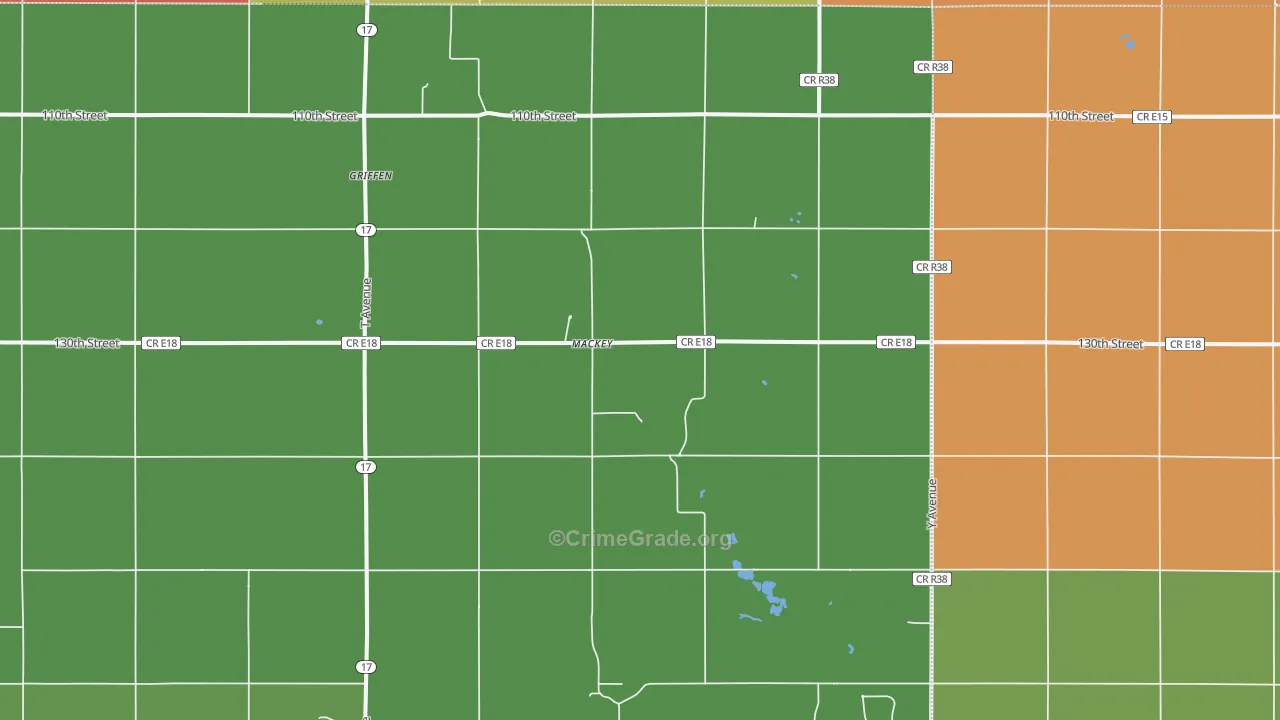 Mackey, IA Map of Robbery Rates