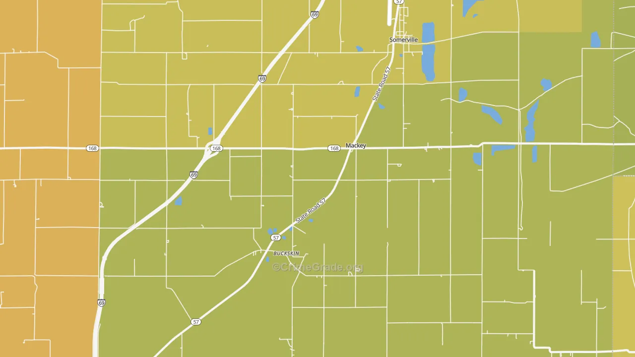 Mackey, IN Map of Robbery Rates