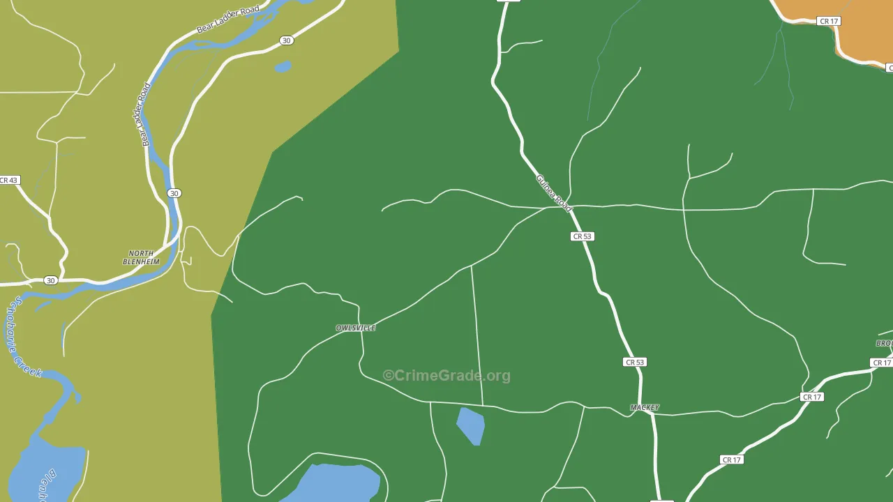 Mackey, NY Map of Robbery Rates