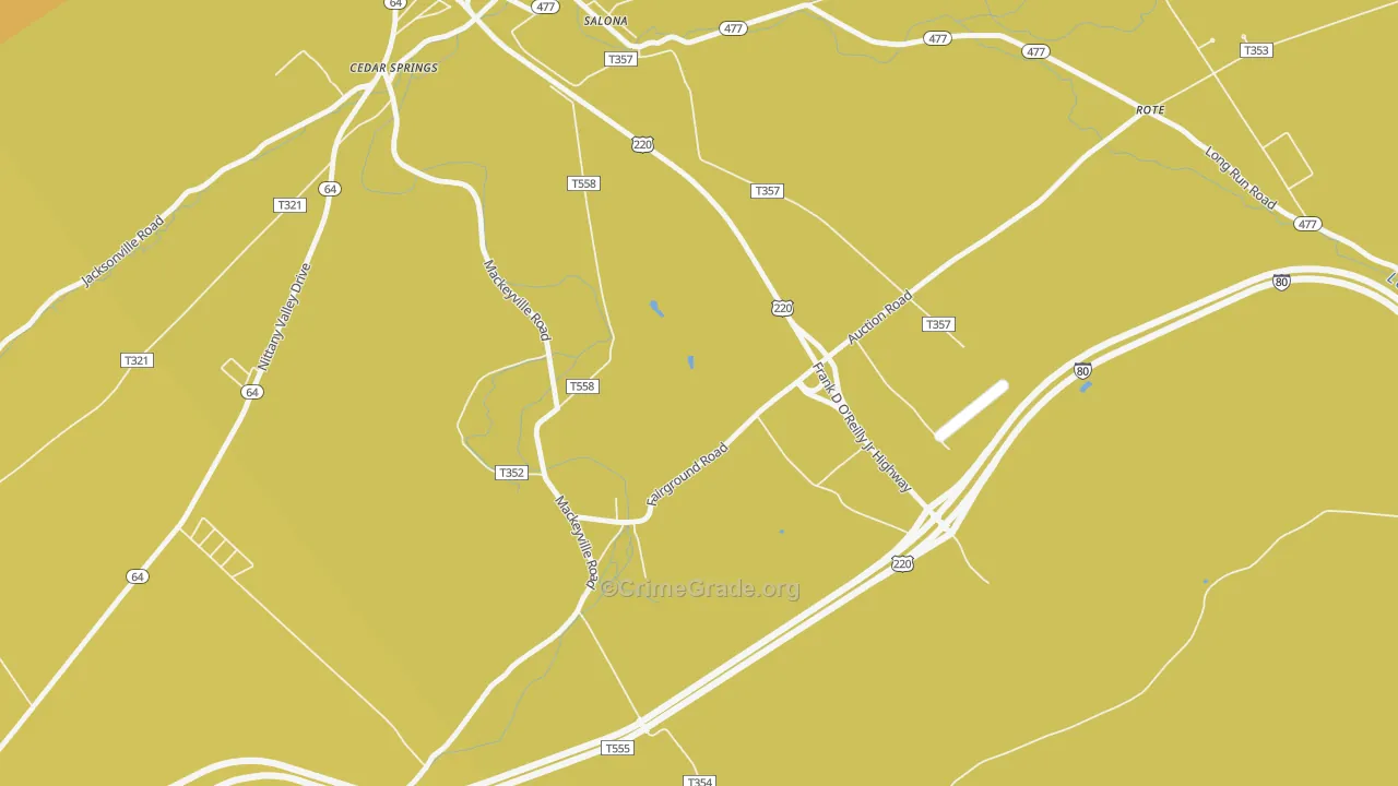 Mackeyville, PA Map of Robbery Rates