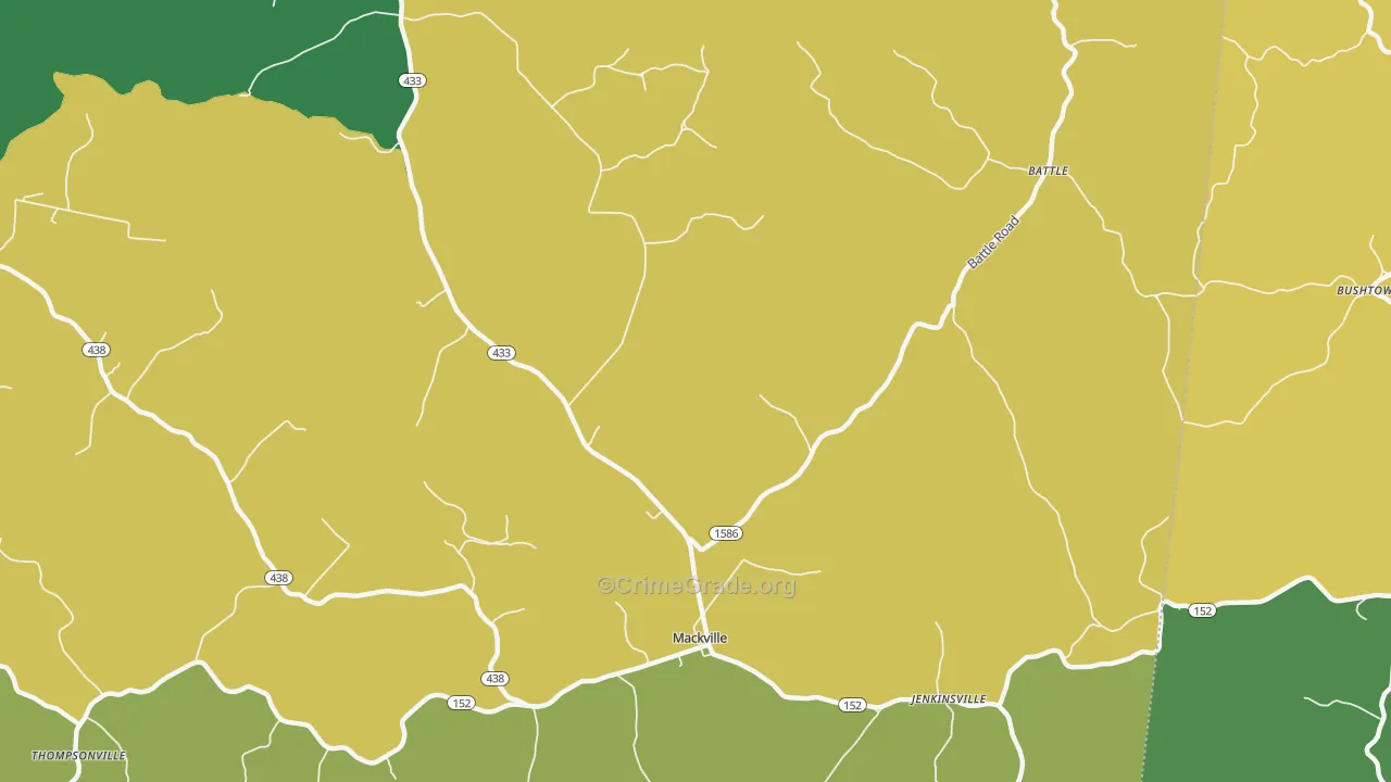 Mackville, KY Map of Robbery Rates
