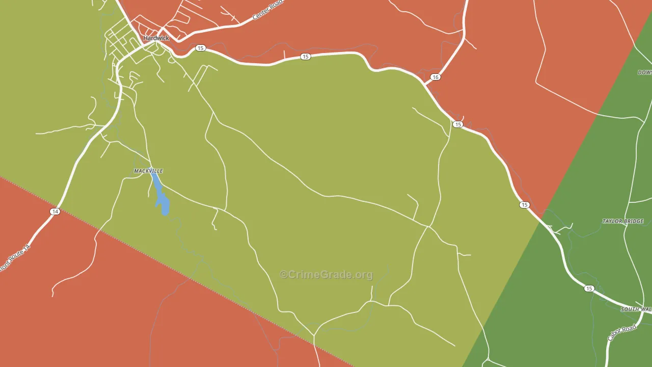 Mackville, VT Map of Robbery Rates