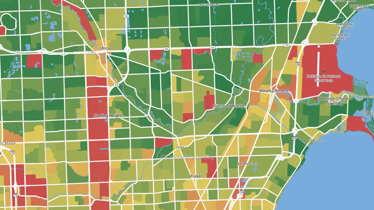 Macomb County, MI Map of Robbery Rates