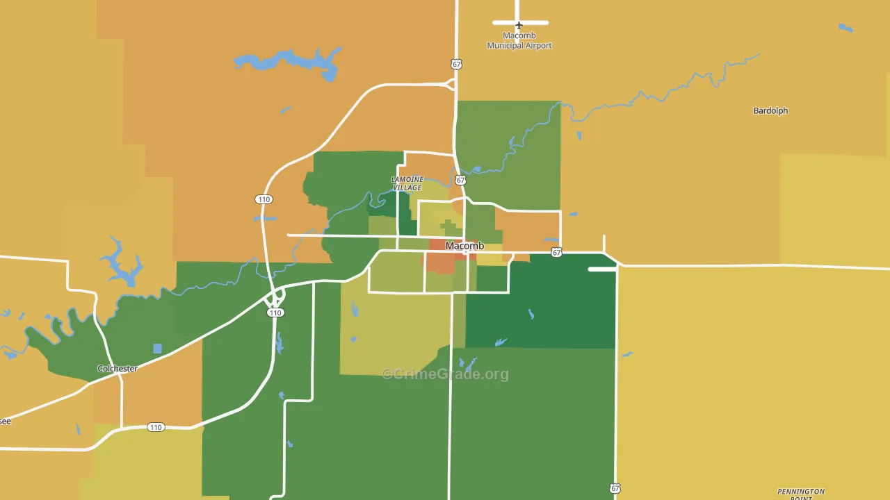 Macomb, IL Map of Robbery Rates