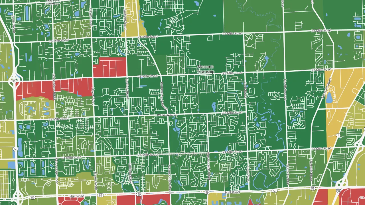 Macomb, MI Map of Robbery Rates