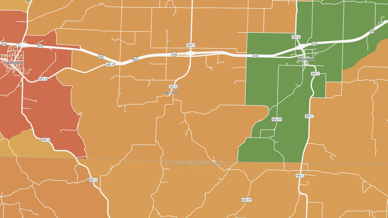 Macomb, MO Map of Robbery Rates