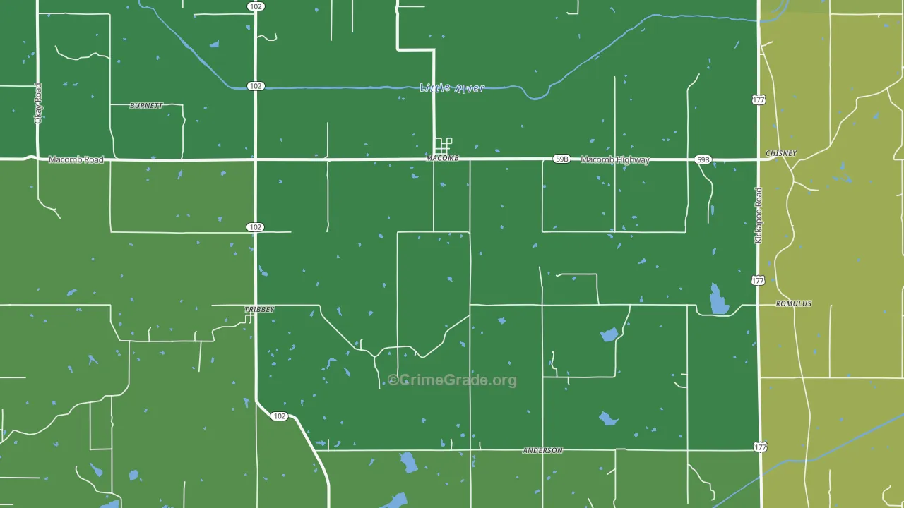 Macomb, OK Map of Robbery Rates
