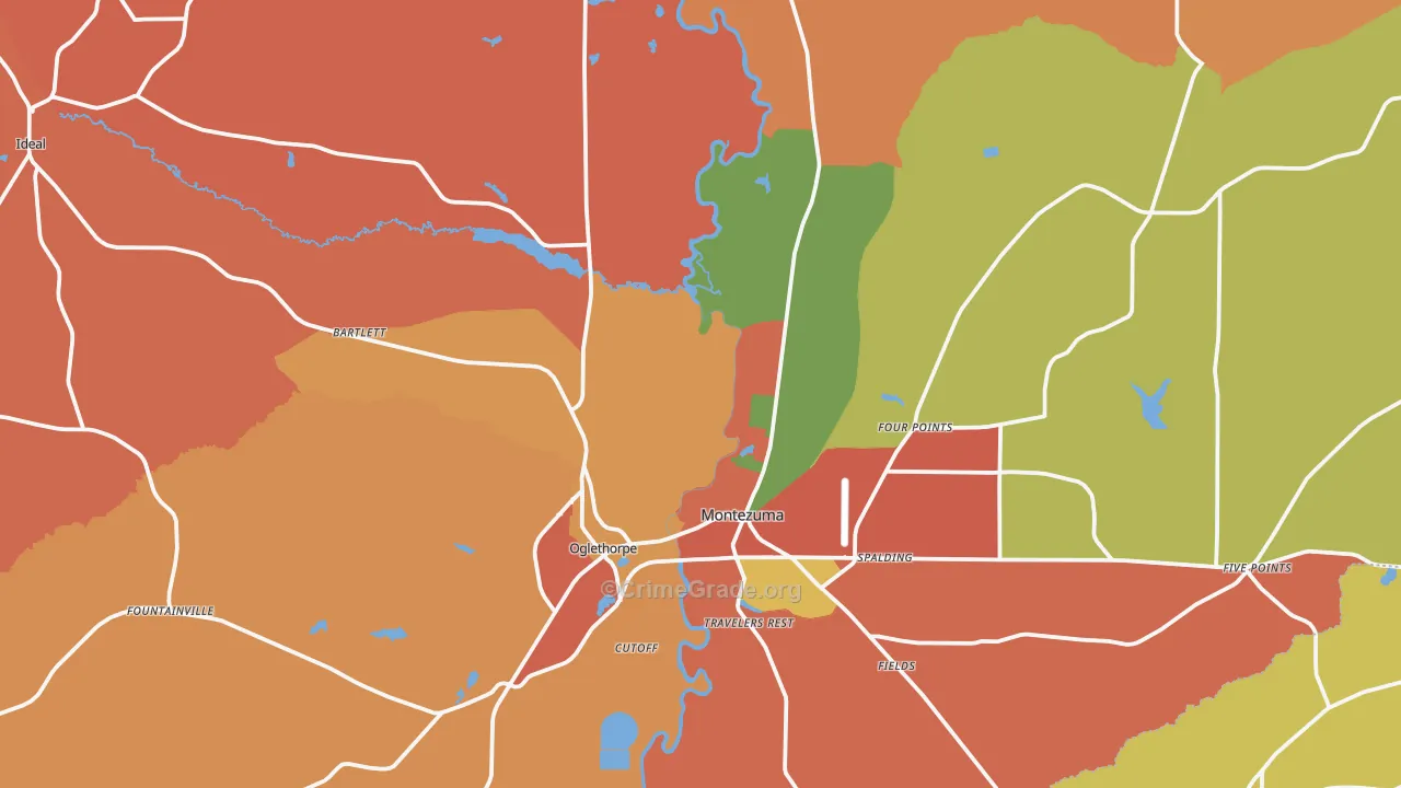 Macon County, GA Map of Robbery Rates