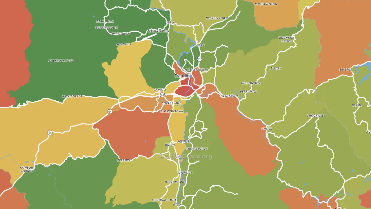 Macon County, NC Map of Robbery Rates