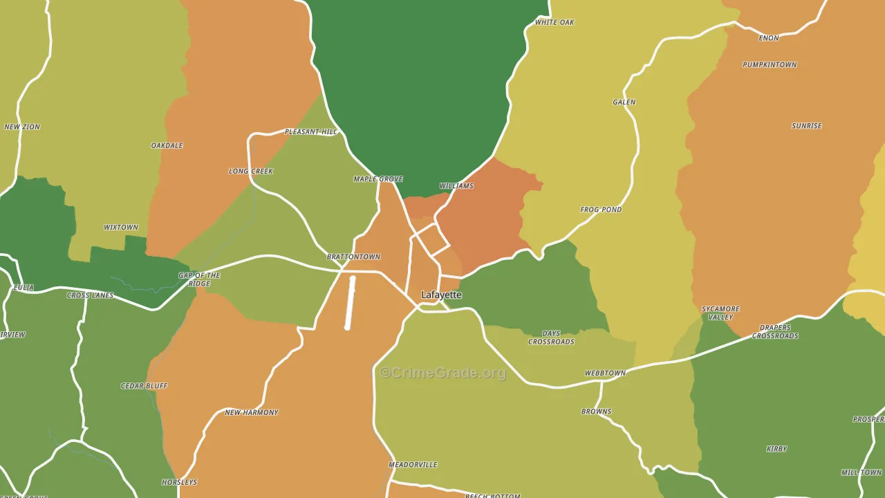 Macon County, TN Map of Robbery Rates