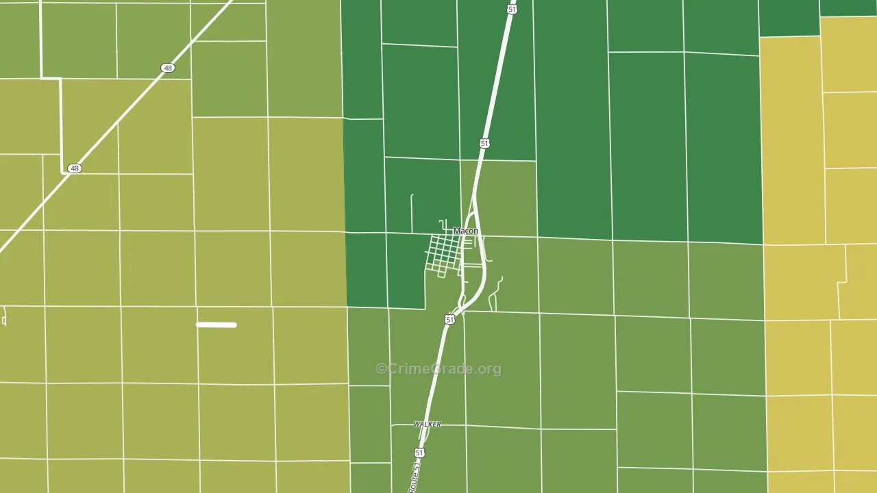 Macon, IL Map of Robbery Rates