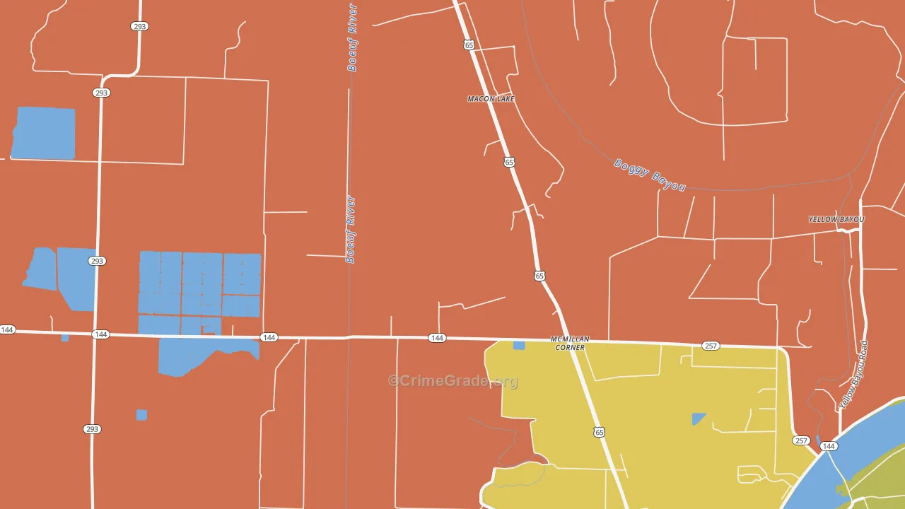 Macon Lake, AR Map of Robbery Rates