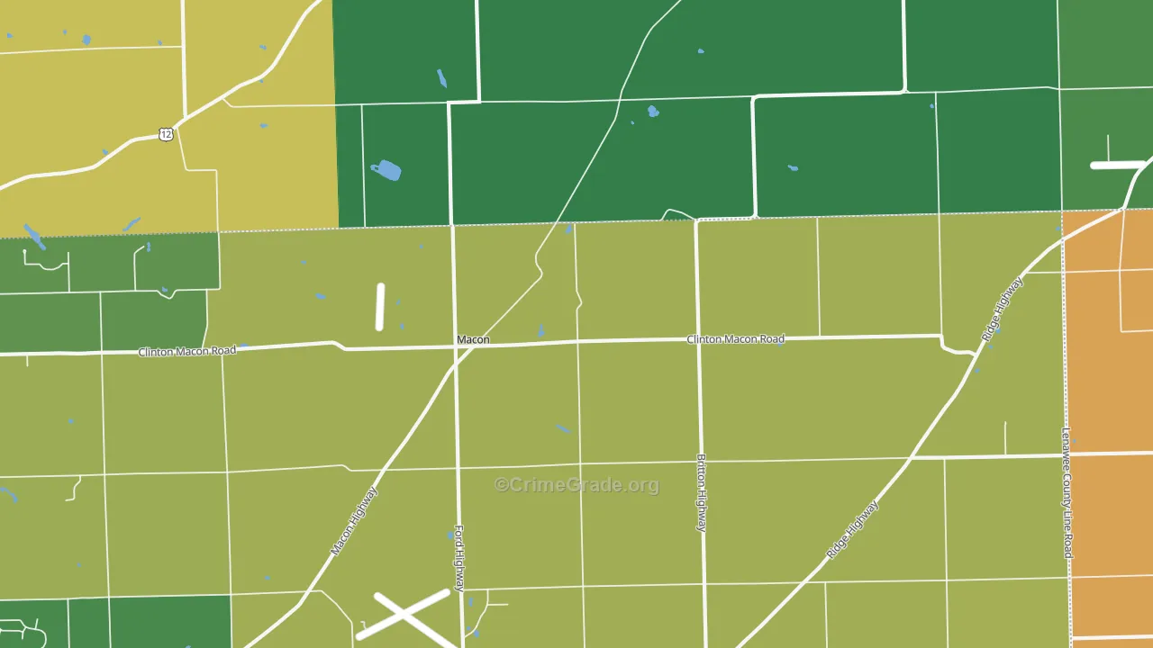 Macon, MI Map of Robbery Rates