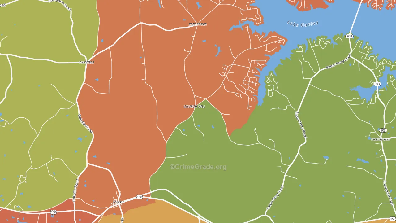 Macon, NC Map of Robbery Rates