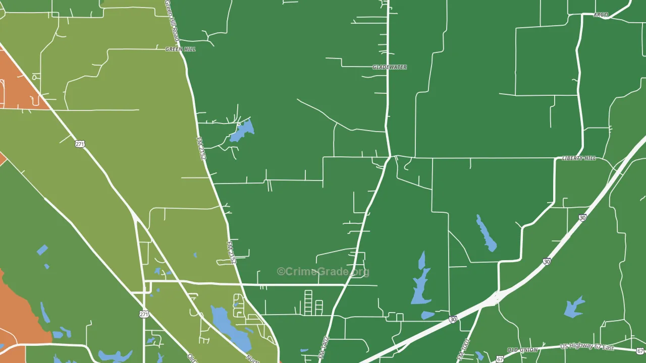 Macon, TX Map of Robbery Rates
