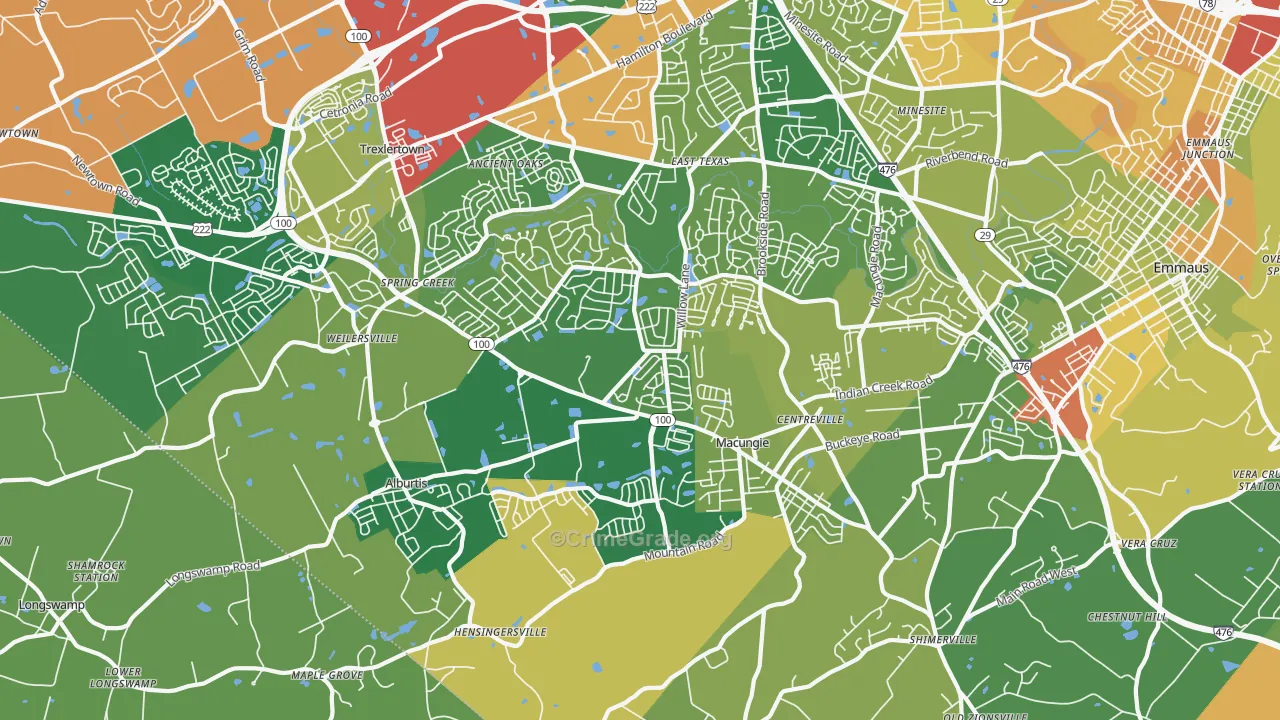Macungie, PA Map of Robbery Rates