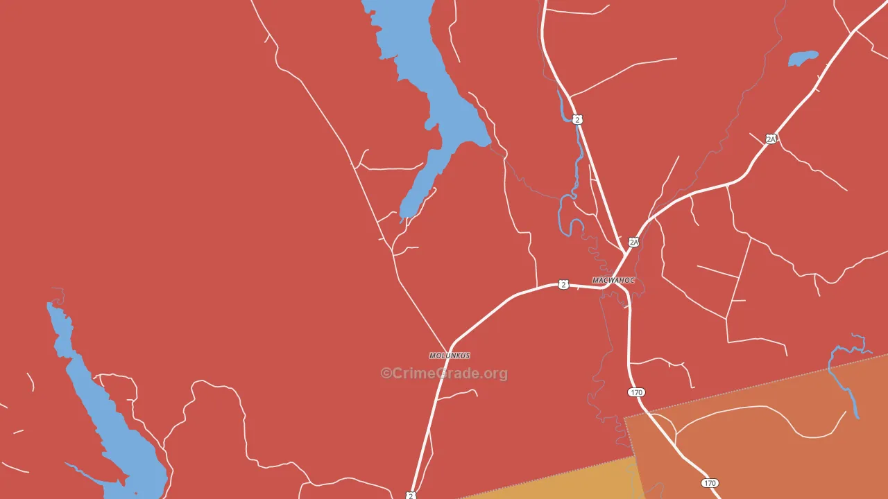 Macwahoc, ME Map of Robbery Rates