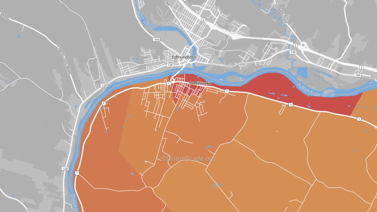 Madawaska, ME Map of Robbery Rates