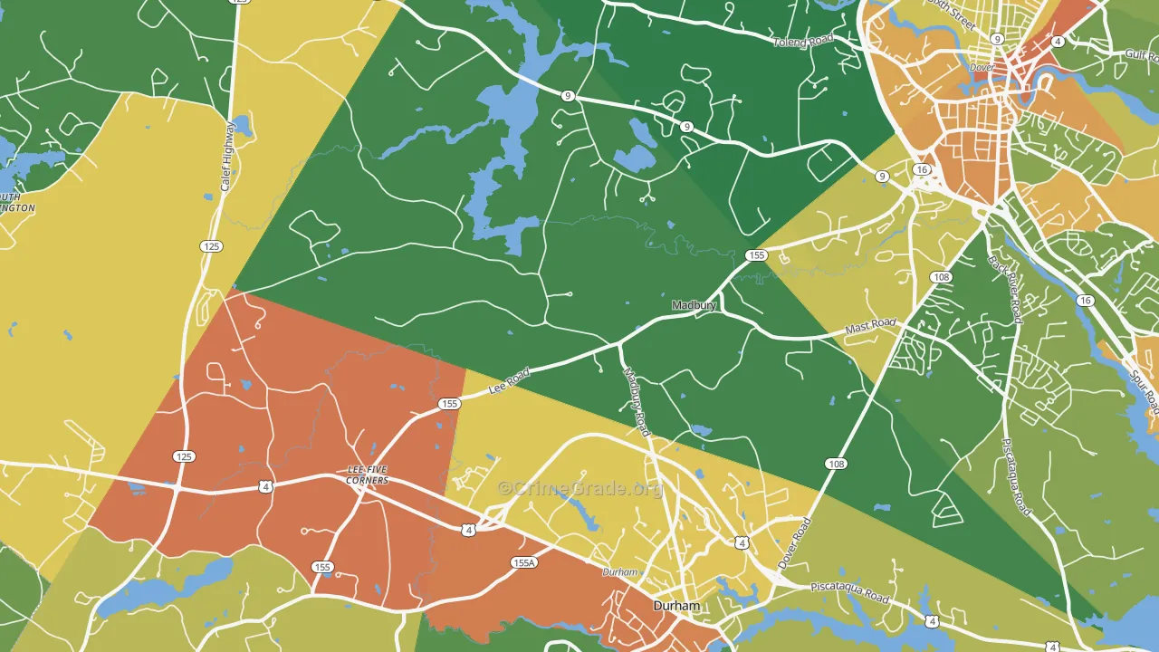 Madbury, NH Map of Robbery Rates