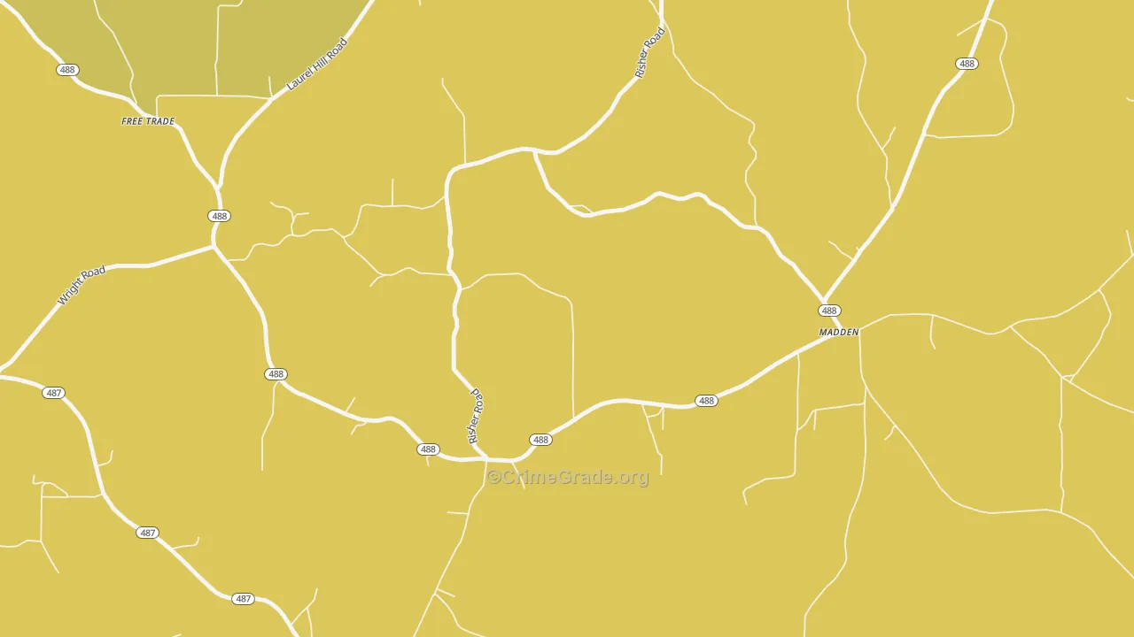 Madden, MS Map of Robbery Rates