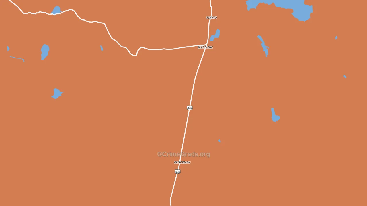 Madeline, CA Map of Robbery Rates