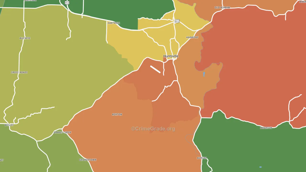 Madison County, AR Map of Robbery Rates
