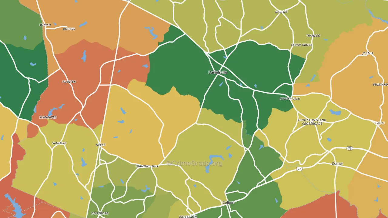Madison County, GA Map of Robbery Rates