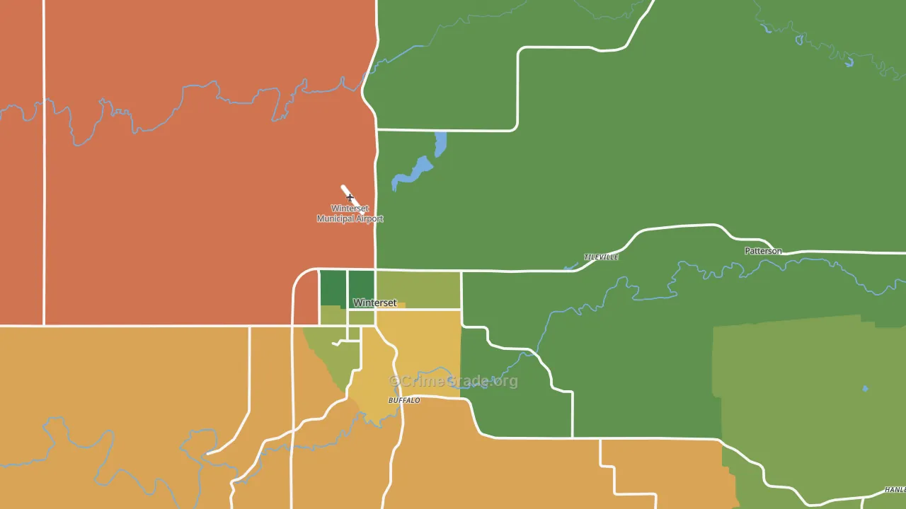 Madison County, IA Map of Robbery Rates