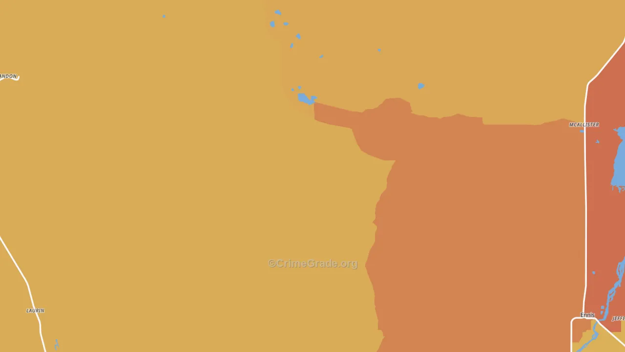 Madison County, MT Map of Robbery Rates