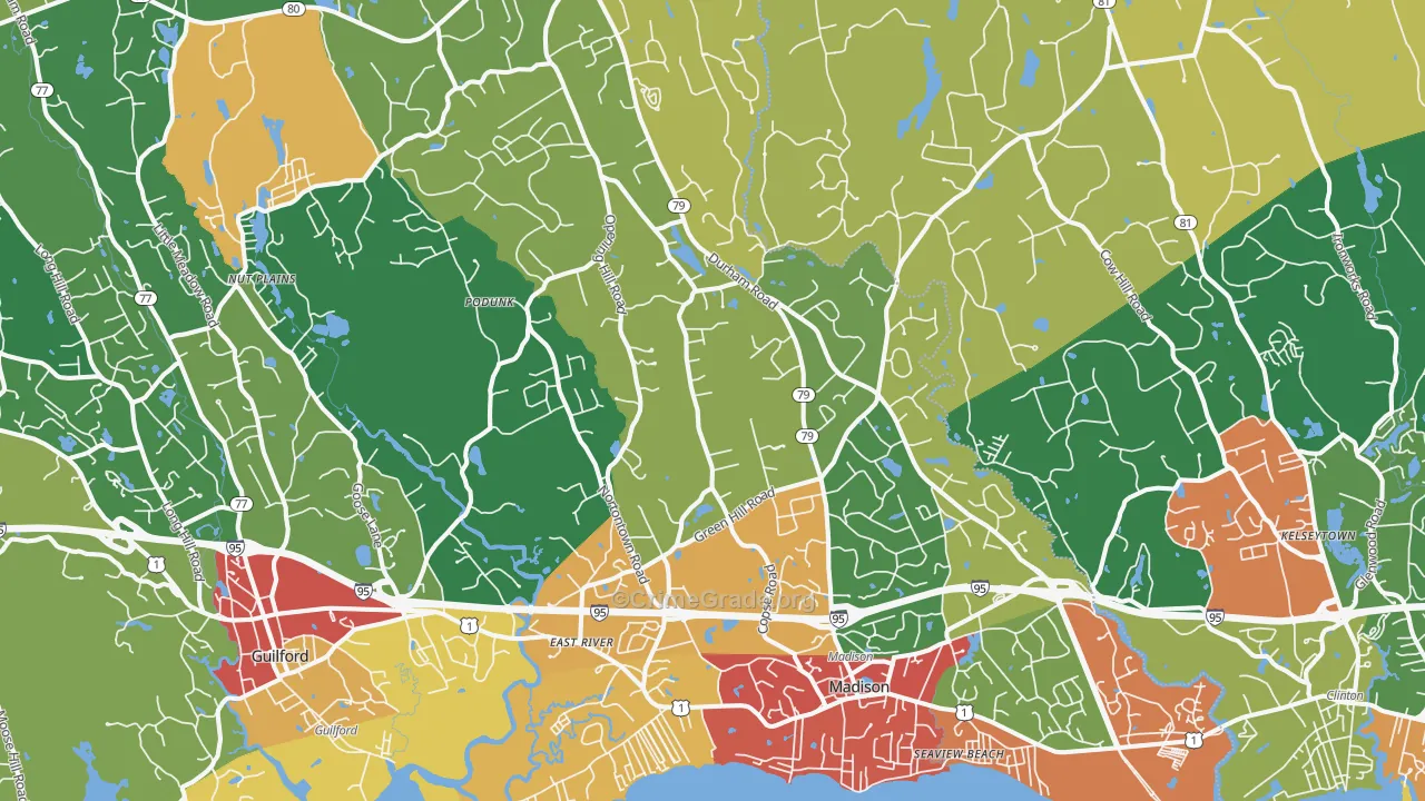Madison, CT Map of Robbery Rates